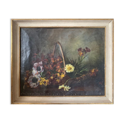 Nature morte aux fleurs '' Huile sur toile peinte à la main Ecole française 19ème siècle
