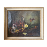 "Still Life with Flowers" Oil on canvas hand painted French School 19th century
