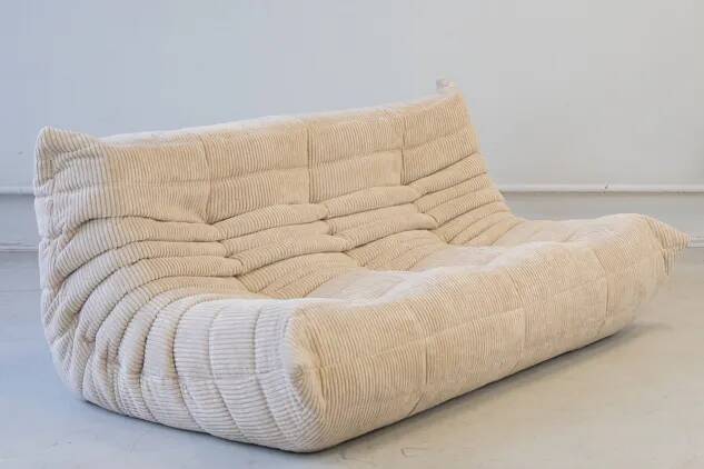 Togo 3 places et fauteuil en velours côtelé blanc