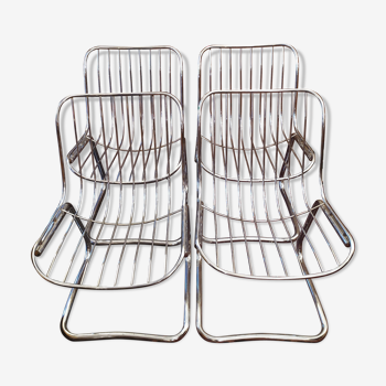 Série de 4 chaises chromées Gastone Rinaldi