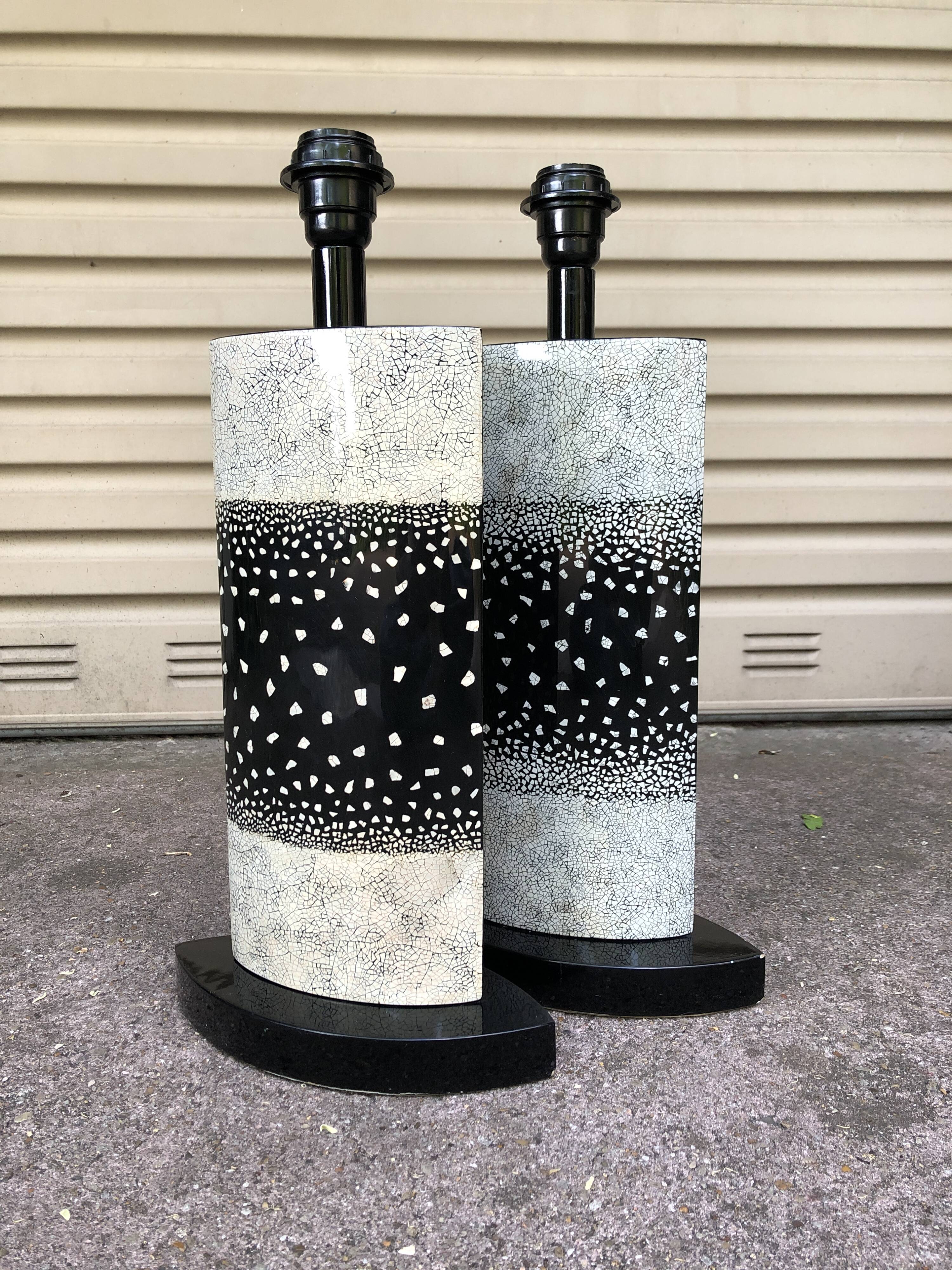 Pair of wooden lamp Maison Le Dauphin 80's