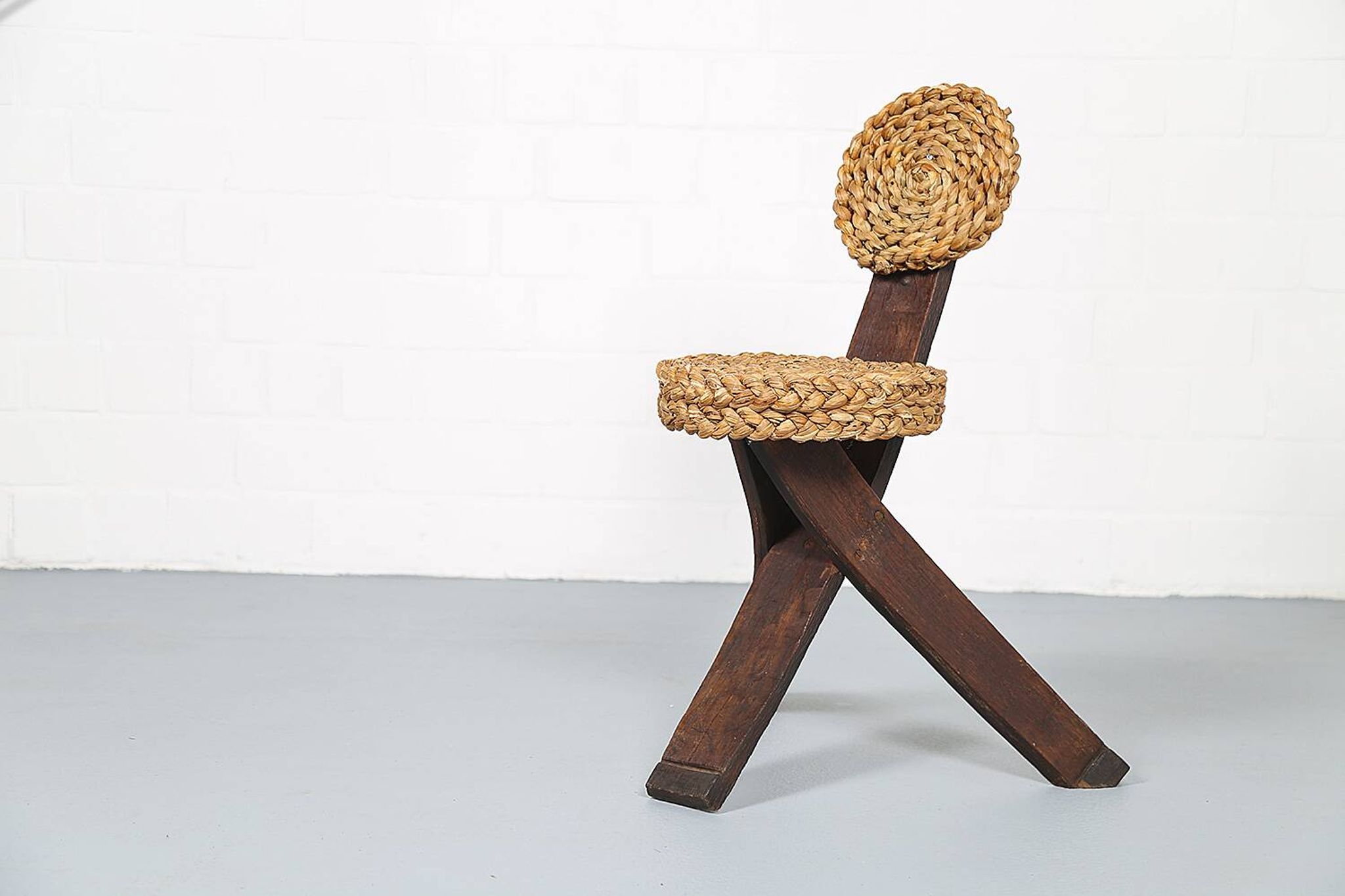Original set of 4 tripod chairs by Frida Minet and Adrien Audoux, 1950s, France