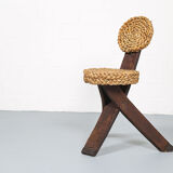 Original set of 4 tripod chairs by Frida Minet and Adrien Audoux, 1950s, France