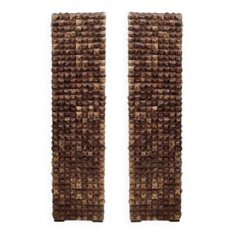 Pair of coconut mosaic shell plant holders