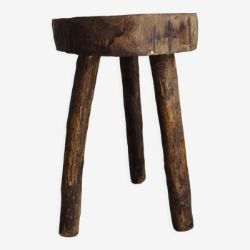 Vintage folk art tripod brutalist stool