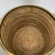 xl 31 cm, rare rattan and brass waste basket in the Crespi-Albini style, Italy 1970