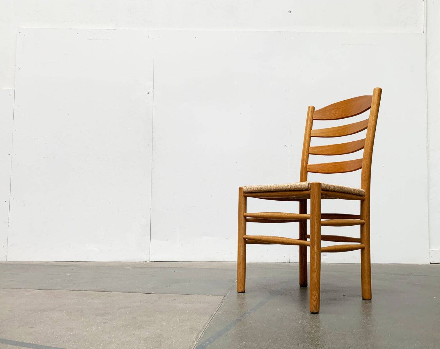 Scandinavian bench and chair set made of paper cord and oak from TS.