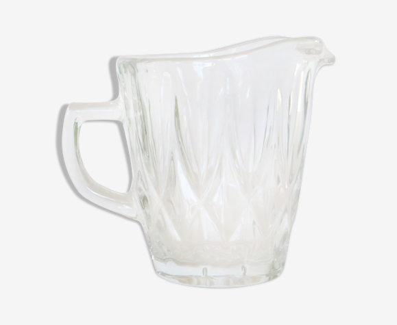 Crémier en verre moulé petits pots à lait vintage France, 1950