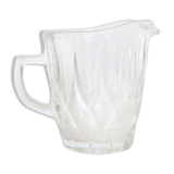 Pretty cast glass creamer, small milk jars, vintage, France, 1950