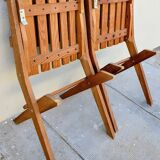 Pair of solid pine folding chairs - Editions DEJOU