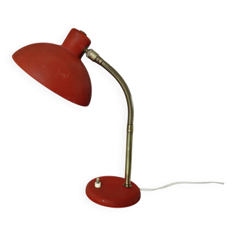 "Cocotte" lamp in brass and red lacquered metal, 1950s-60s.