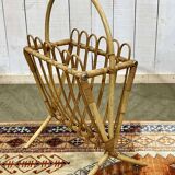 1970s rattan magazine rack