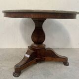 Round Empire style pedestal table in mahogany and marble, 19th century