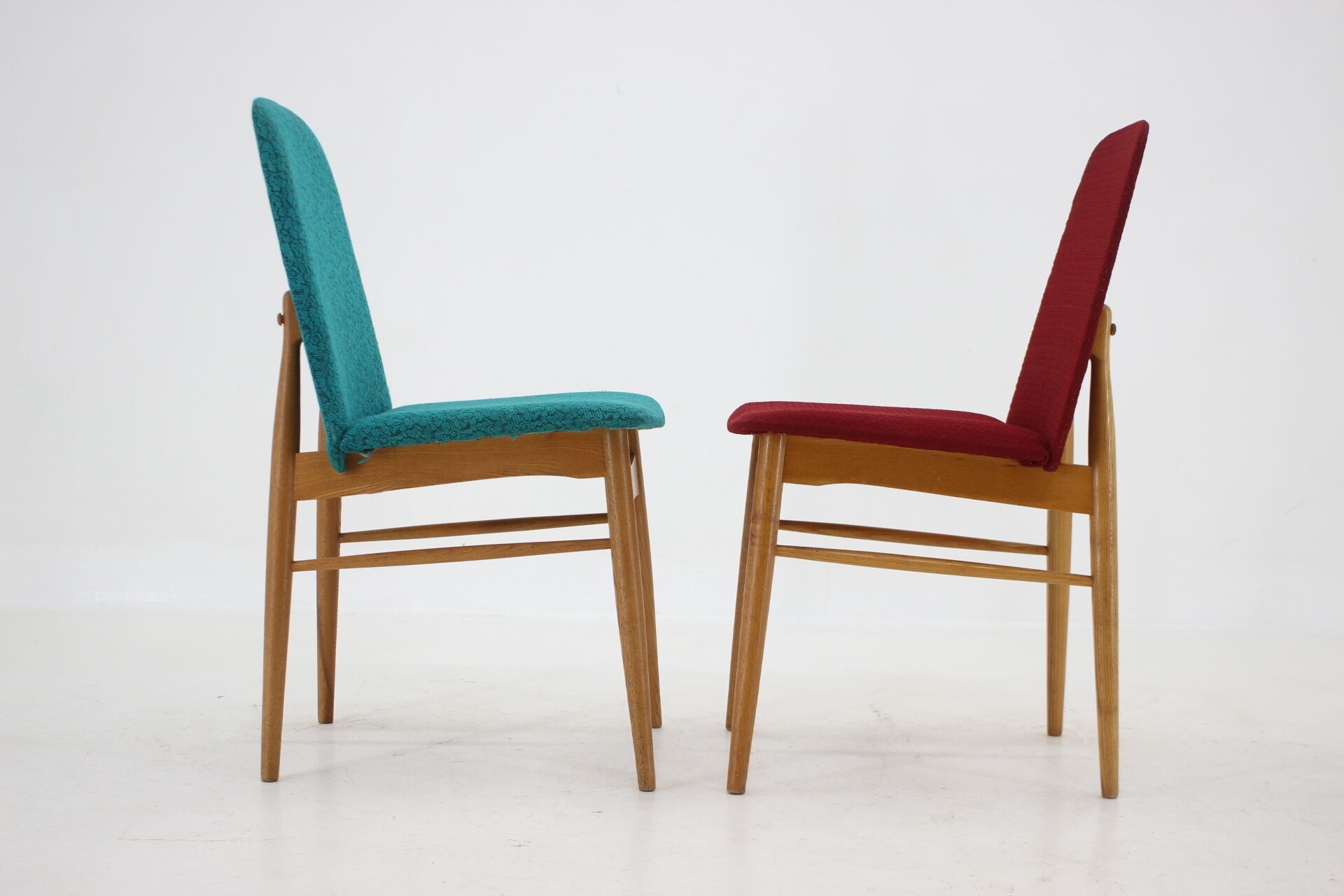 1960s set of 6 ash dining chairs, Czechoslovakia