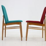 1960s set of 6 ash dining chairs, Czechoslovakia