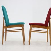 Ensemble de 6 chaises de salle à manger en frêne des années 1960, Tchécoslovaquie
