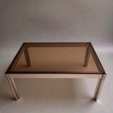 Aluminium coffee table with smoked glass by Georges Ciancimino, 1970.