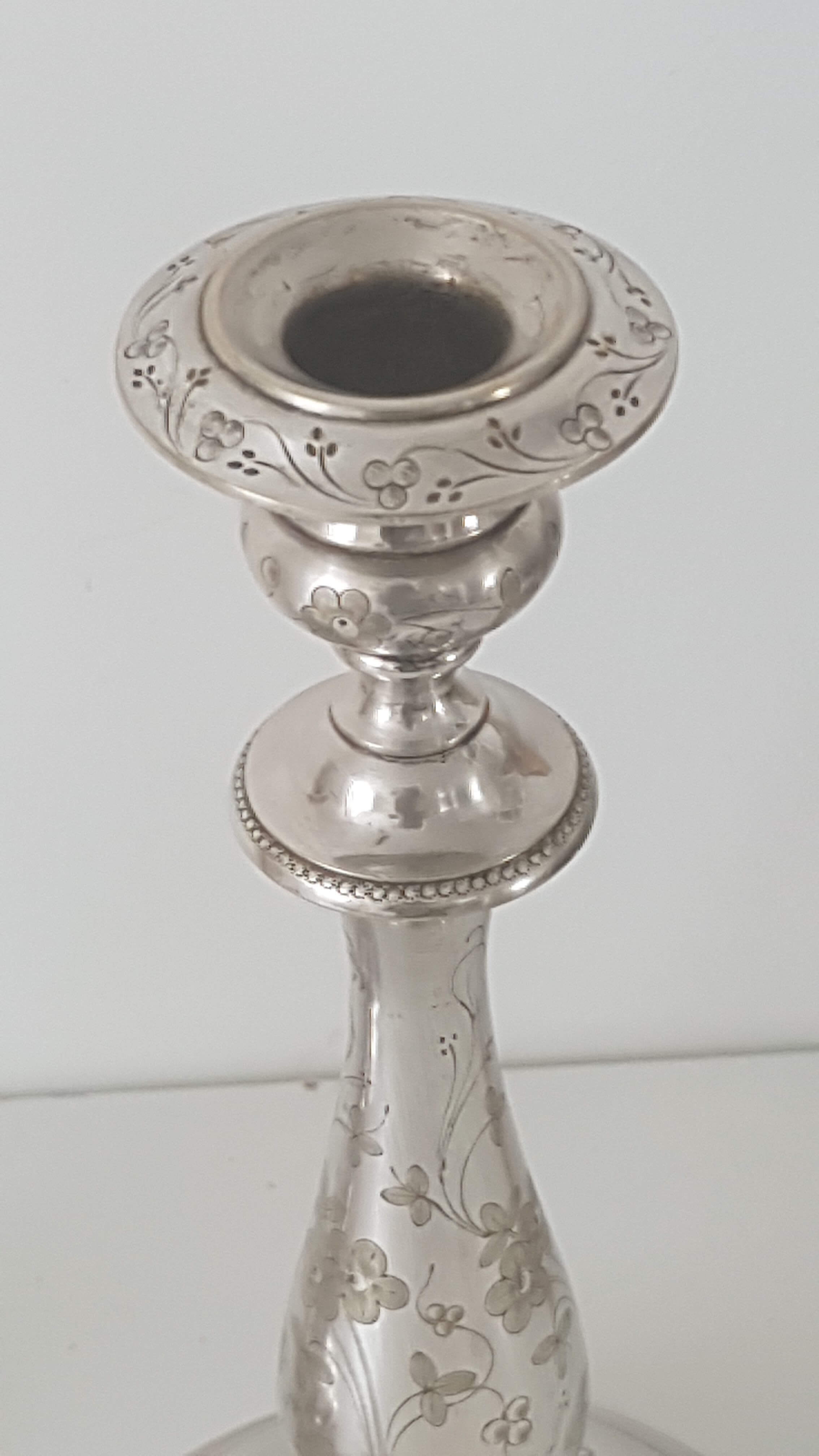 Pair of old candlesticks silver metal Christopfle