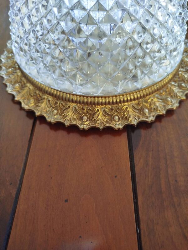 Lampe plafonnier en cristal taillé et laiton