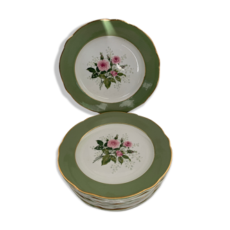 12 flat plates in flat earthenware KG Luneville bagatelle model, late 19th century