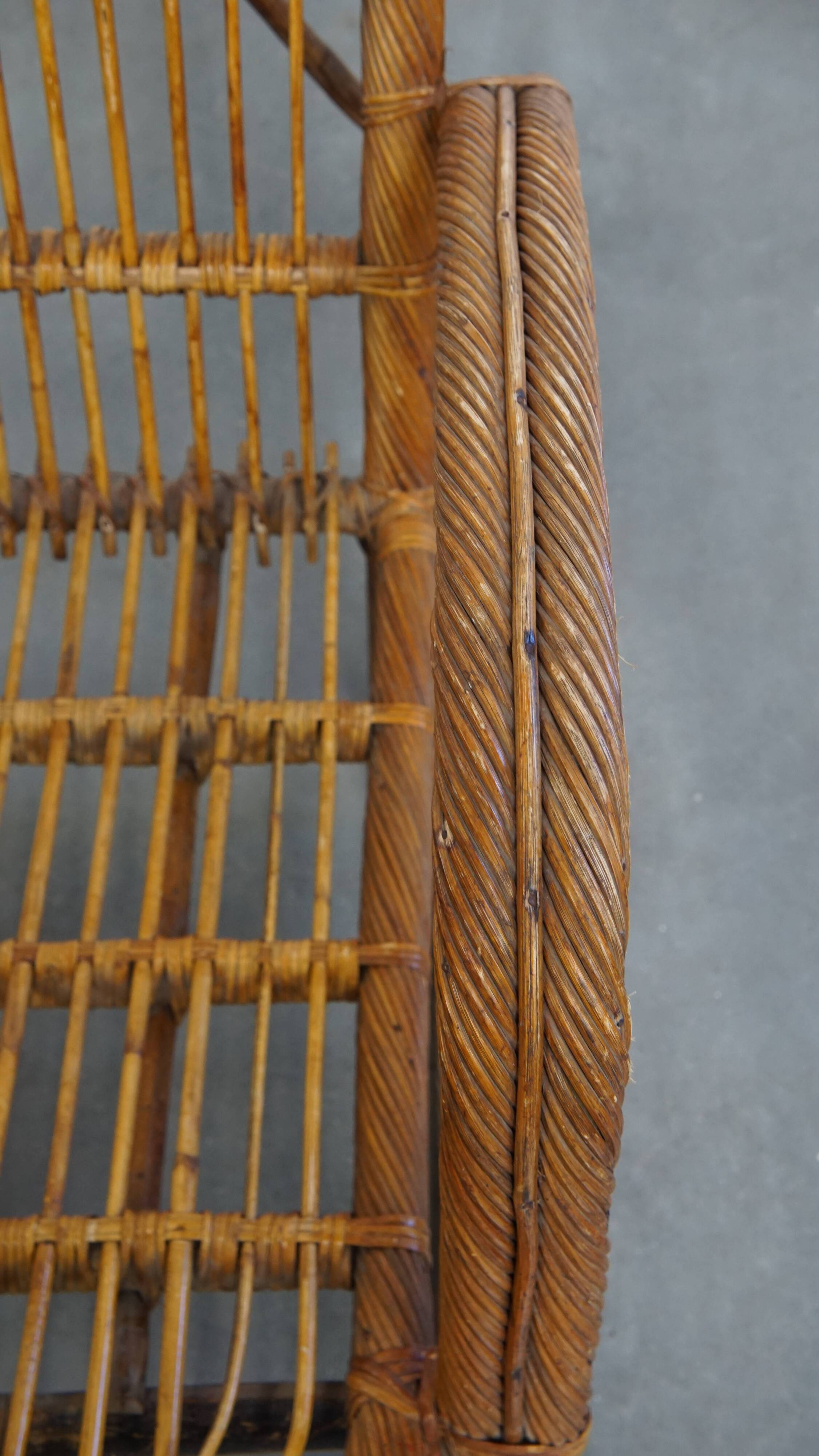 French Rattan Vintage Design Armchair from the 1950s