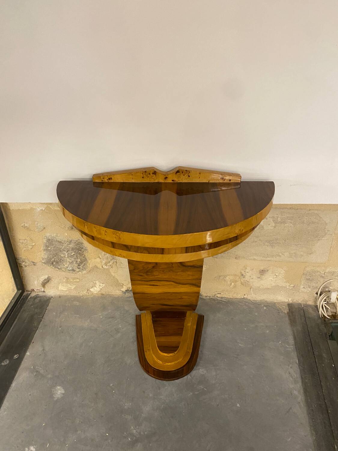 Art deco half moon console