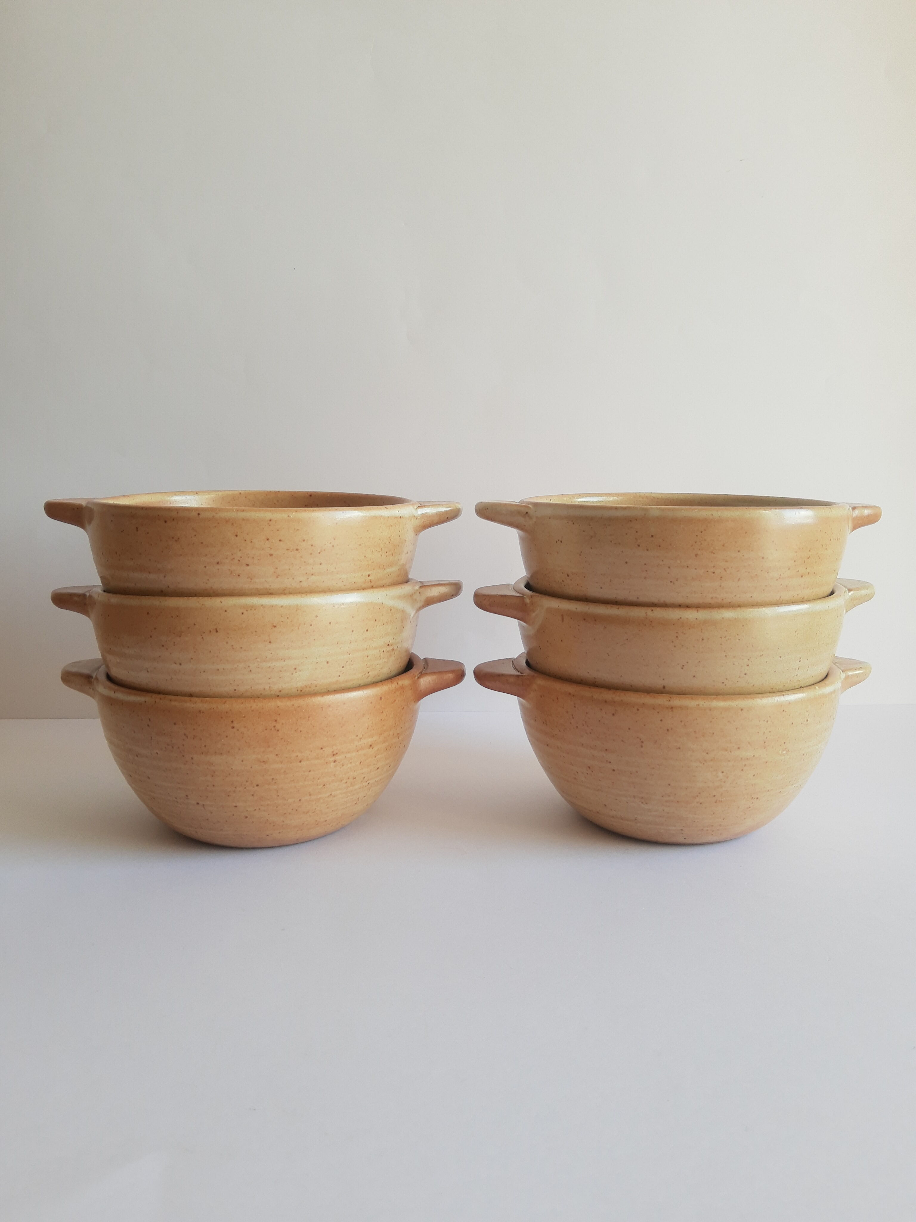 Set of 6 ear bowls in gres cnp gres village France vintage old