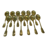 12 gold metal ice cream scoops with net decoration 14.6cm