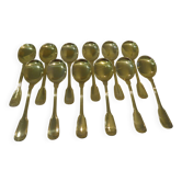 12 pelles à glace métal doré décor filets 14,6cm