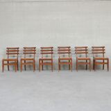 Set of Six Mid-Century French Oak Dining Chairs (6)