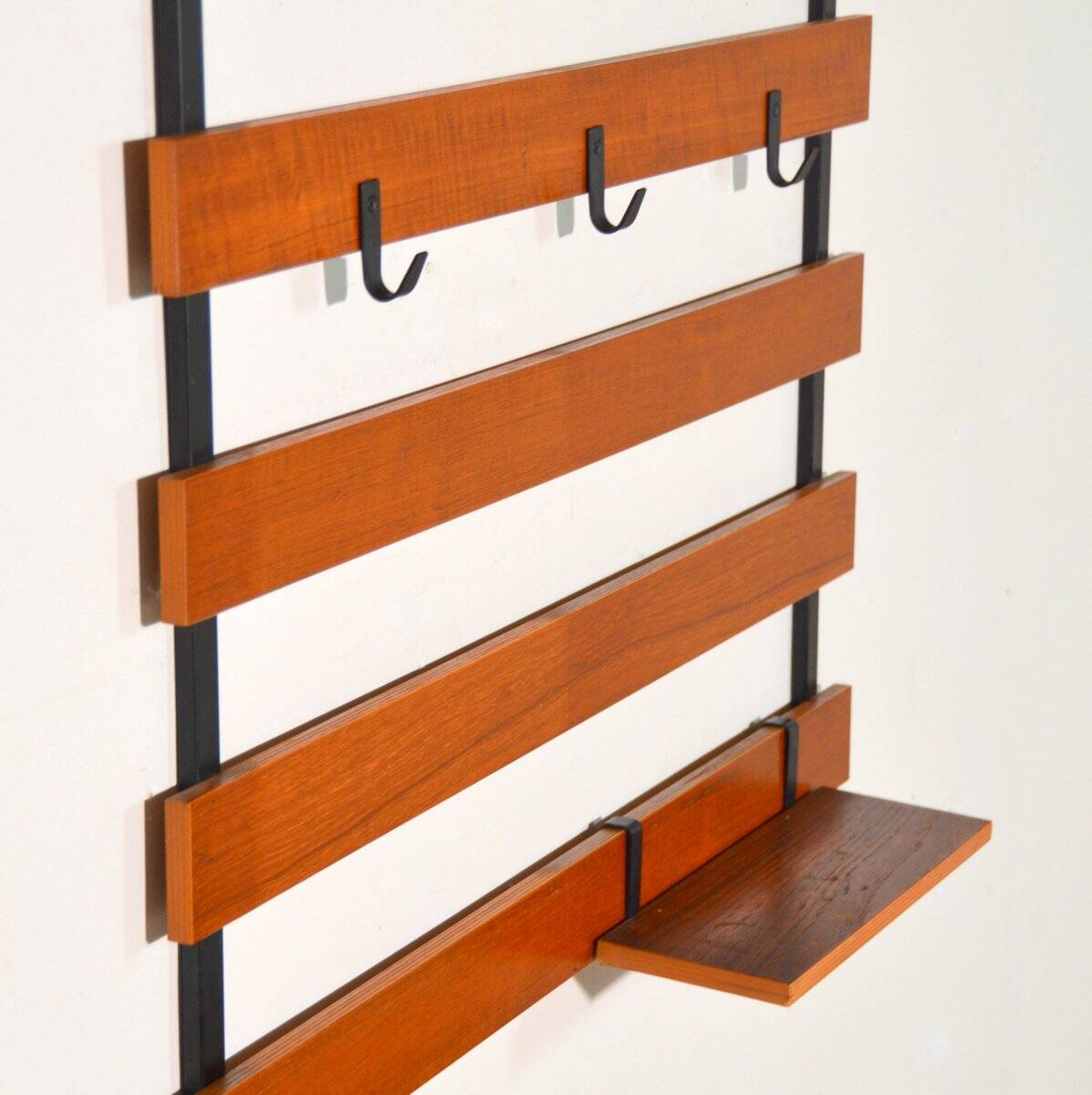 Scandinavian entrance locker Teak and metal 1960s