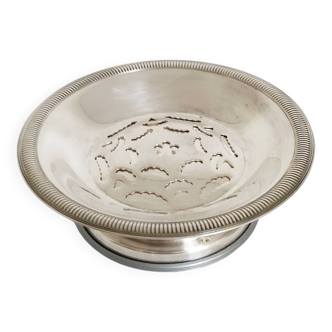 Large antique Coquillor-Glace butter dish in silver metal, in its box