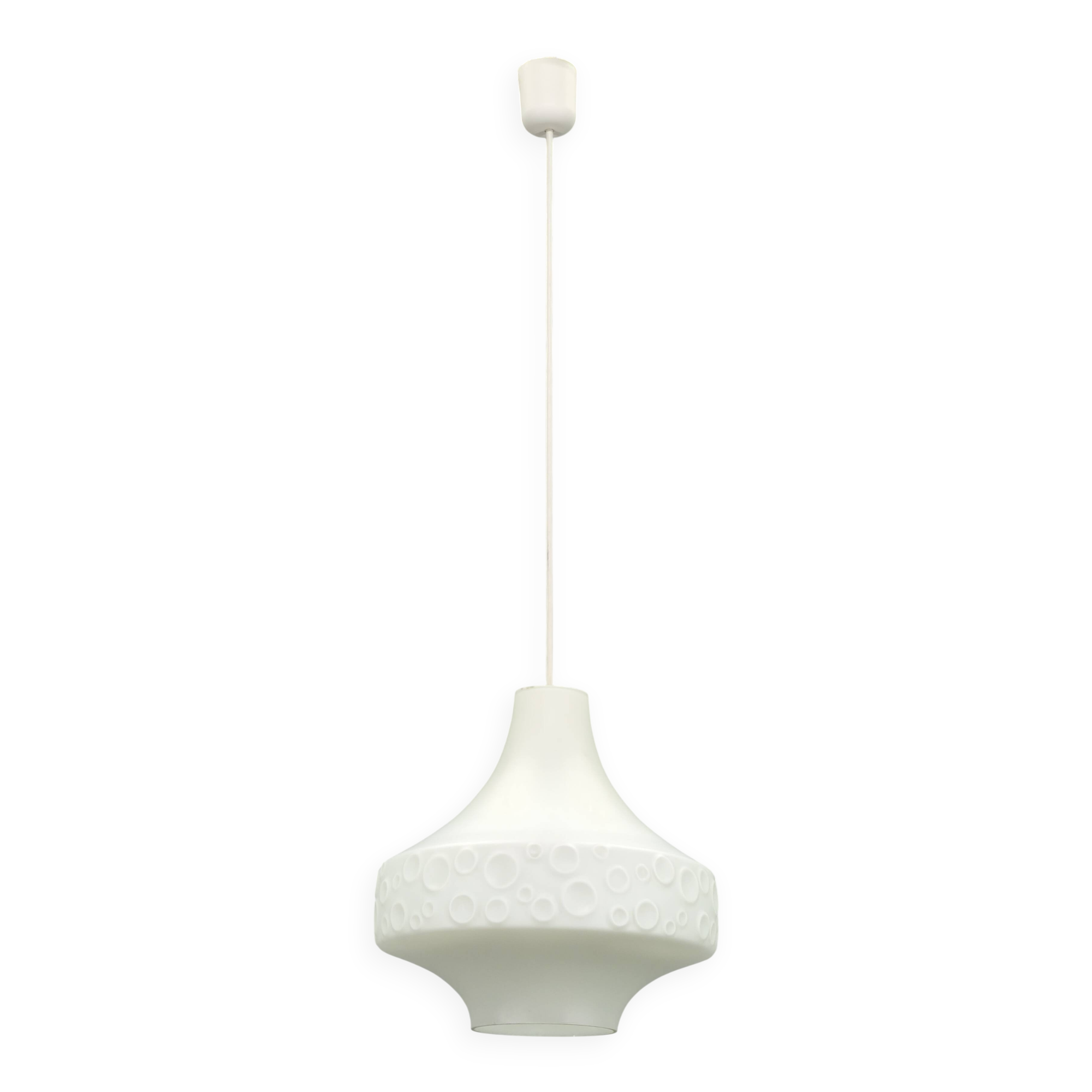 Suspended globe lamp in opaline glass, Czechoslovakian, 1970s.