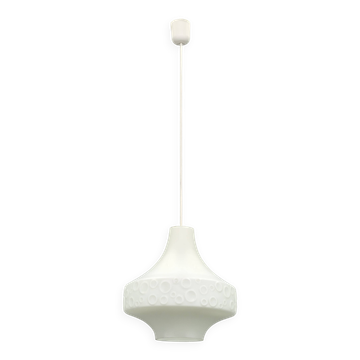 Suspended globe lamp in opaline glass, Czechoslovakian, 1970s.