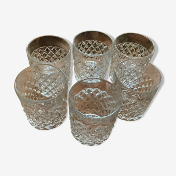 Set of 6 cut crystal water glasses