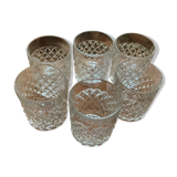 Set of 6 cut crystal water glasses