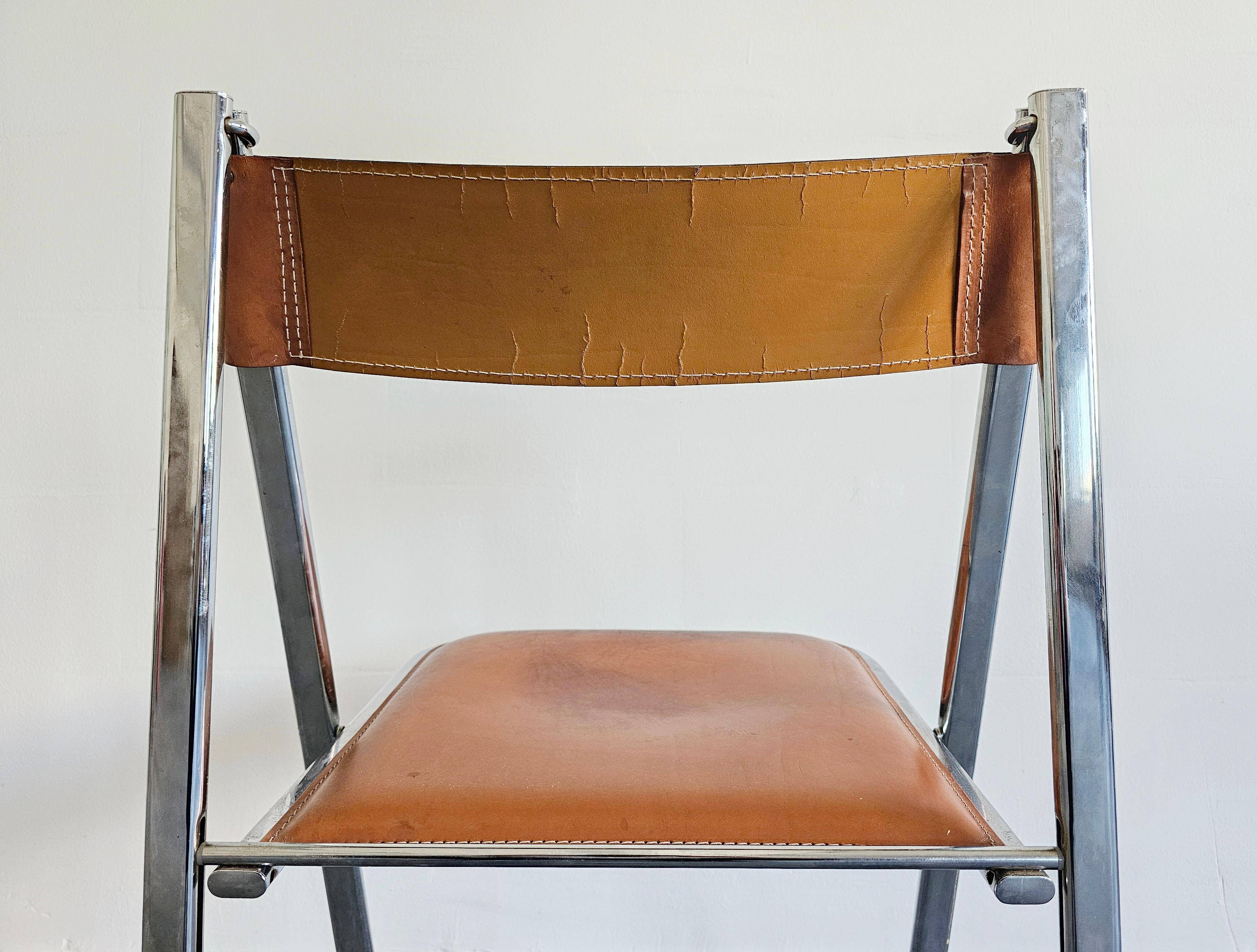 Paire de chaises pliantes modèle Tamara par Arrben, cuir, 1970s