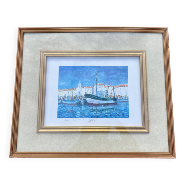Lithographie signée ''Port Vendres'' – Valentin — Beyit