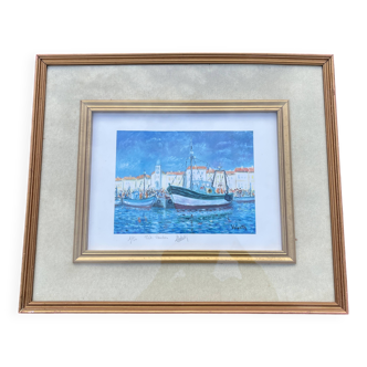 Lithograph signed "Port Vendres" – Valentin
