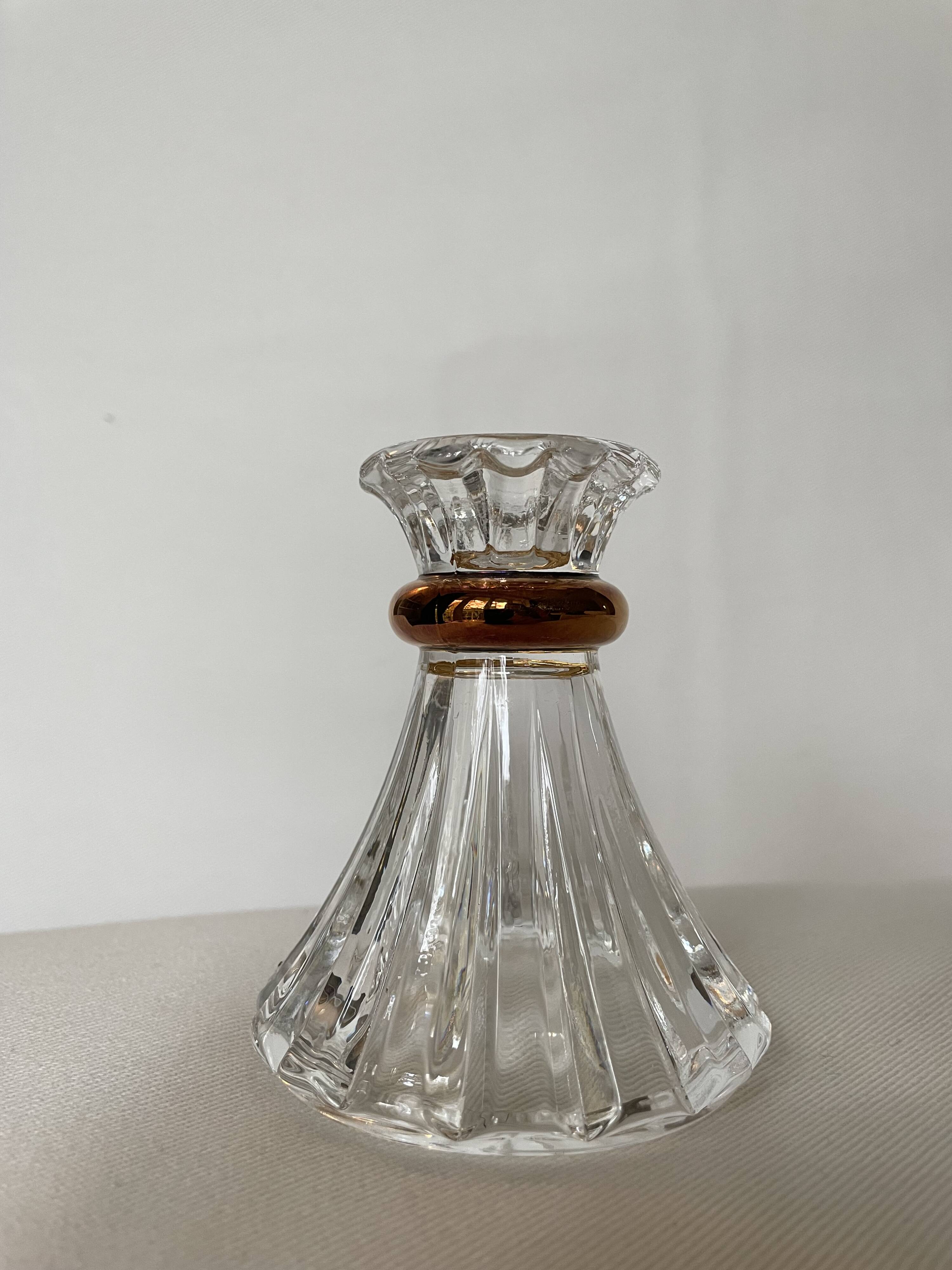 Lustre Cristal D'Arques, Bougeoir À Bord Doré