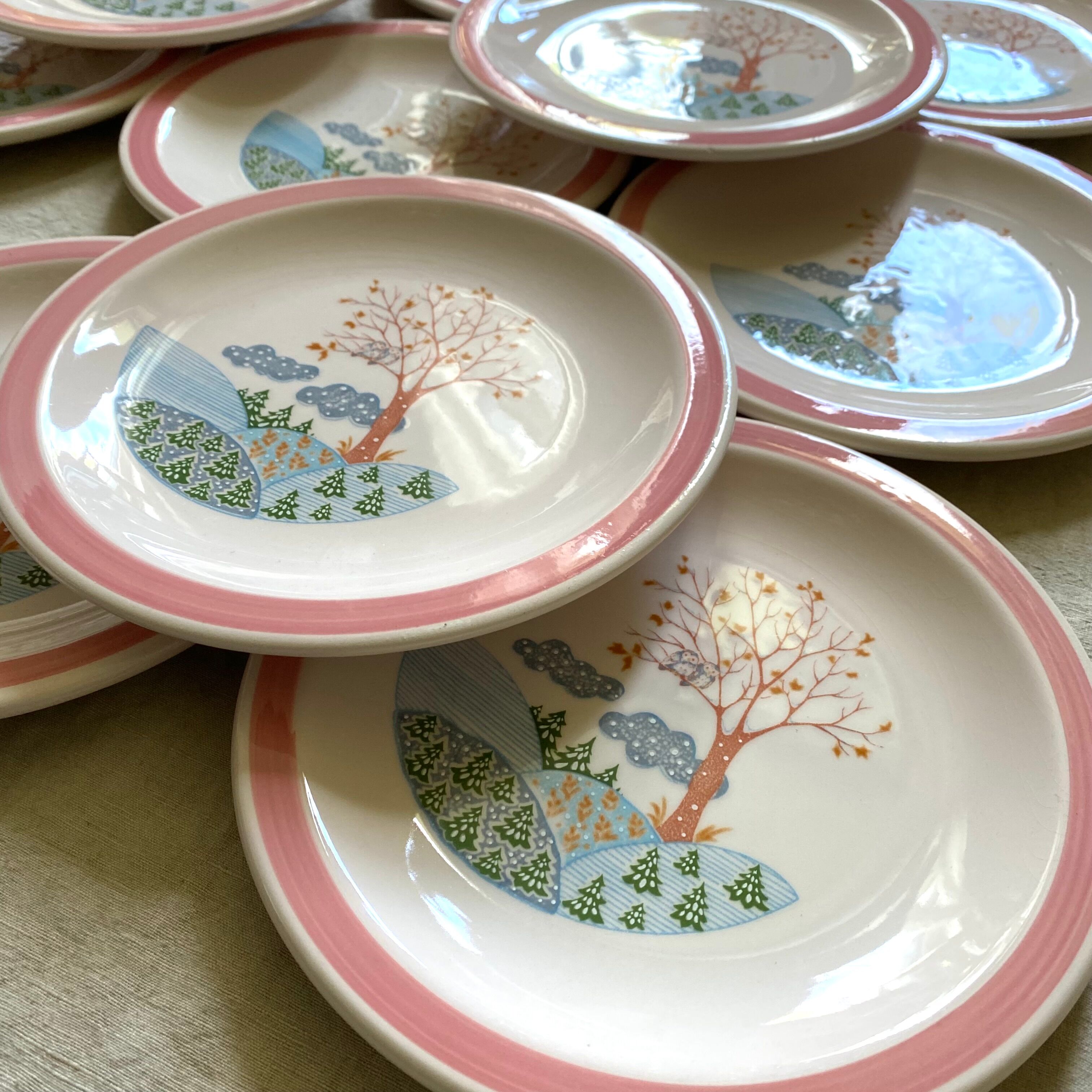 Dessert plates landscape Italy 80s