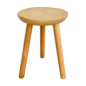 Tabouret tripode en bois clair,