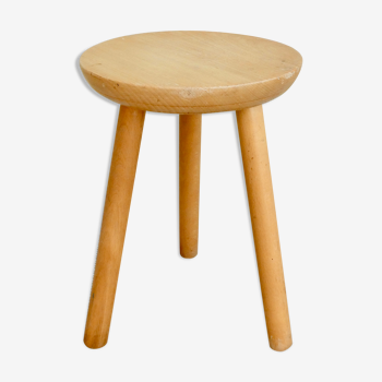 Tripod stool in light wood, 60s