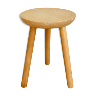 Tripod stool in light wood, 60s