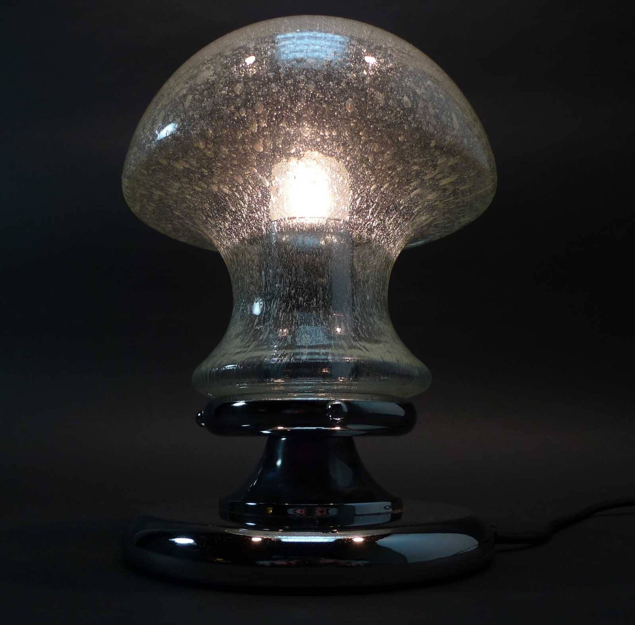 Mid-Century Chrome and Glass Mushroom Table Lamp by Baum Leuchten, 1970s