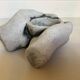 Hand candle holder gray black stone