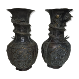 Pair of large bronze vases
