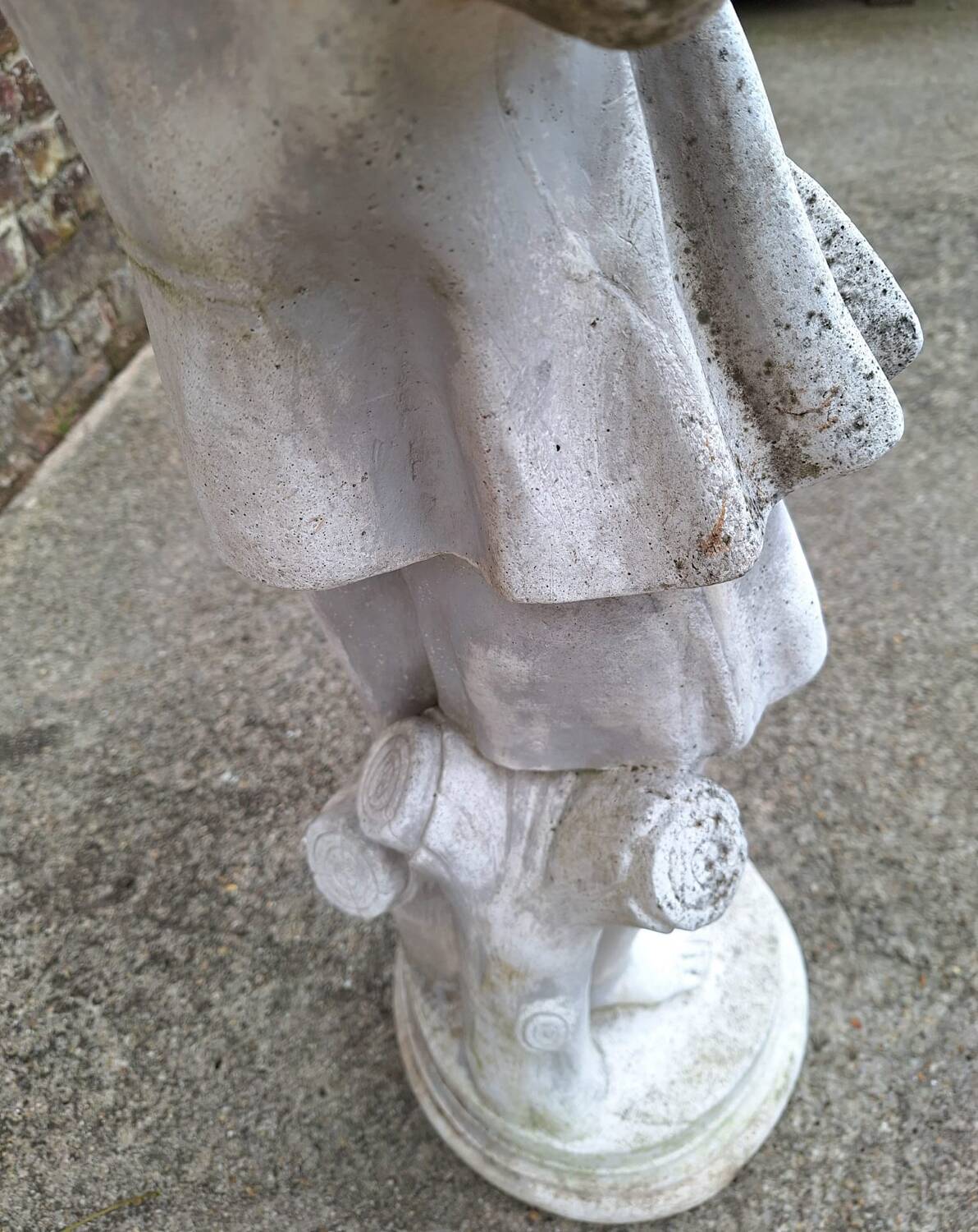 Antique cherub statue for garden, vintage plant holder