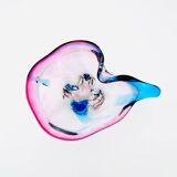 Murano Crystal Sommerso Organic Sculpture Bowl - Blue & Fuchsia