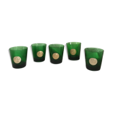 5 verres verts à camés médaillons dorés portraits de rois